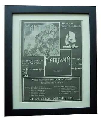 Manowar+hail To England+tour+poster+ad+rare Original 1984+framed+fast World Ship • $87.09