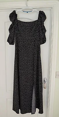 £9.99 • Buy Long Tall Sally Black & White Polka Dot Dress Size 16