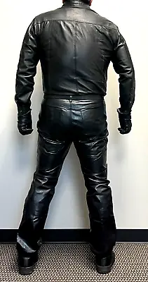 Guide Gear Black Leather Boot Cut Jean Pants Size 34 Waist • $59