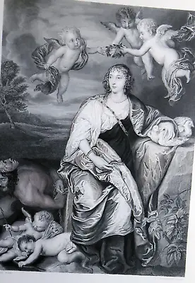 Antique 1860 Steel Engraving After Anthony Van Dyck THE LADY DIGBY Annedoughe • $30