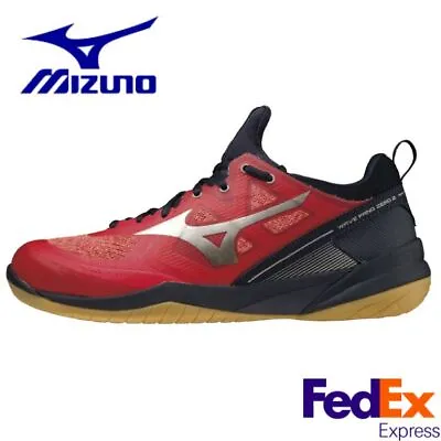 Mizuno Badminton Shoes WAVE FANG ZERO 2 Red/Gold/Navy 71GA2190 50 Unisex FEDEX • $132.50