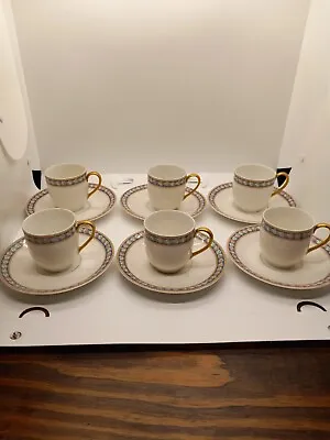 Vintage AL Limoges France A Lanternier Demitasse Teacup And Saucer Set Of 6 • $99.99