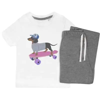 'Dachshund On Skateboard' Kids Nightwear / Pyjama Set (KP029820) • $35.19