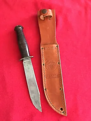 Ww2 Kingston Military Knife With New Ka-bar Usmc Leather Sheath • $179.98