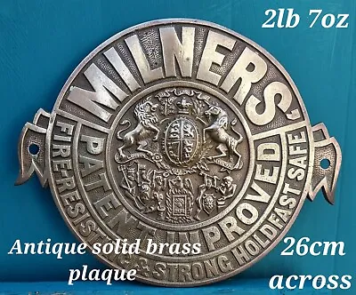 £85 • Buy Solid Brass Milners Safe Plaque