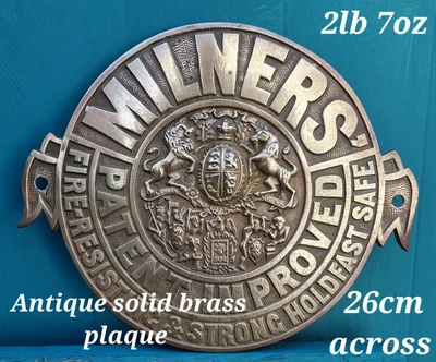 £85 • Buy Solid Brass Milners Safe Plaque