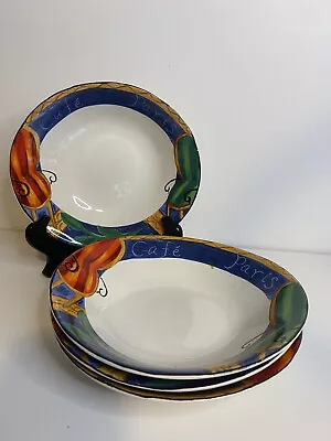 Sango MISONO CAFE PARIS Set Of 4 Soup Bowls  #4914. 7.75 X 7 Inch • $23.72