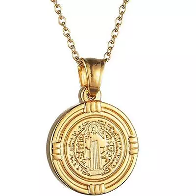 Collar Colgante Religiosa Medalla De San Benito De Acero Inoxidable • $15.25