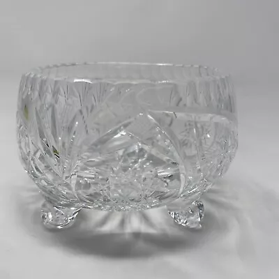 Small Crystal Tri-Footed Sun/Starburst ?? Rose/Flower Bowl/Vase Bohemian??? • $17.79