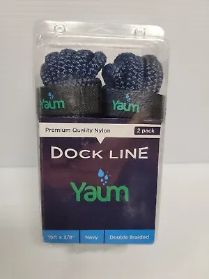 Yaum Dock Lines 15ft X 3/8” Double Braided Marine Grade Nylon 2 Pack Navy Blue • $16.99