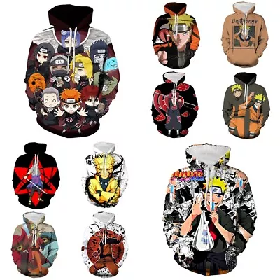 Unisex Uzumaki Naruto Anime Hoodies Sweatshirt Pullover Hooded Top Jumper Coat • £13.99