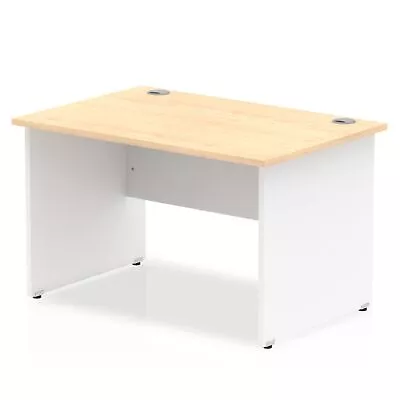 Impulse Straight Office Desk W1200 X D800 X H730mm Panel End Leg Maple Finish Wh • £221.95