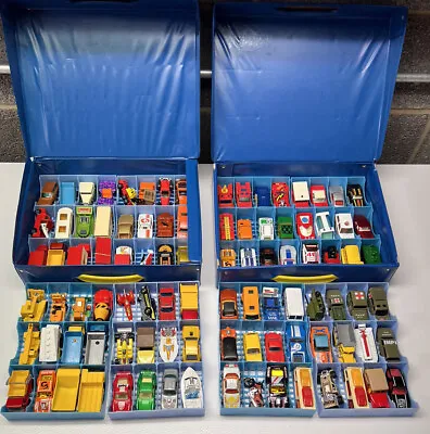 Lot Of 96 Vintage 1970s 80’s Matchbox Superfast Cars In Carrying Cases Excellent • $550