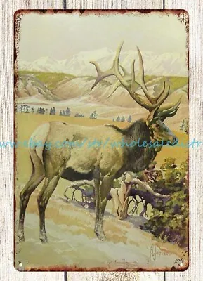 1958 American Elk Hunting Wildlife Art Francis Lee Jaques Metal Tin Sign • $18.99