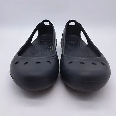 Crocs Sandals Kadee Slingback Size 7 Black Slip On Ballet Flats Shoes • $14.98