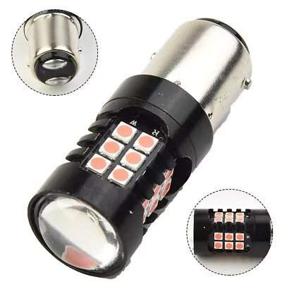 LED STROBE FLASH 1157 LED BA15D Brake Light Bulb Safety Enhanced Tail Lamp RED • $19.46