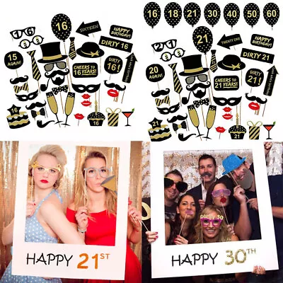 Happy 16/30/40/50/60th 21st Birthday Frame Photo Booth Paper Props Party Decor • £2.69