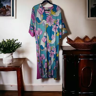 Lady Ronte Vintage Large Floral Golden Girls Green Pink Mumu • $32