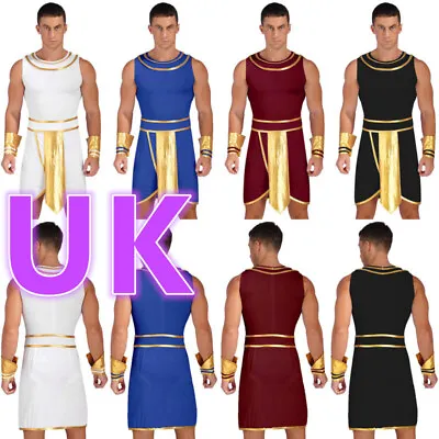 UK Men Ancient Egyptian Egypt Pharaoh Robe Emperor Outfit Halloween Fancy Dress • £22.49