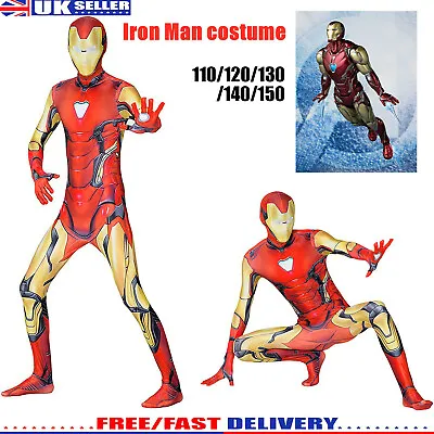 Iron Man Cosplay Costume Avengers Fancy Outfit Jumpsuit Kids Boys Mens Superhero • £12.66