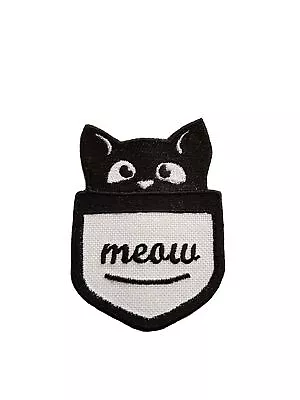 Cute Pocket Cat Iron On Embroidered Patch Sew On Jeans Hat Badge Jacket Applique • £2.80