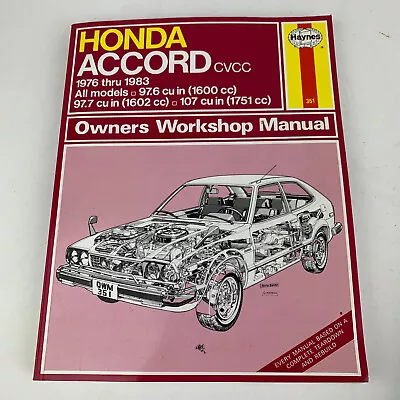 Haynes Repair Manual Honda Accord CVCC 351 For 1976-1983 W/ 1600cc Engine Nice • $7.31