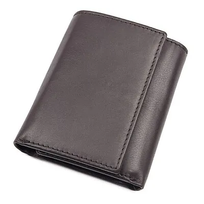 Black  RFID Blocking Premium Handcrafted Genuine Leather Men's Trifold Wallet • $21.10