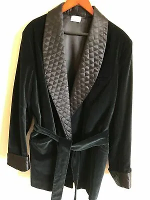 Men Vintage Velvet Smoking Jacket Velvet Robe Shawl Lapel Belted Blazer Tailored • $199.99