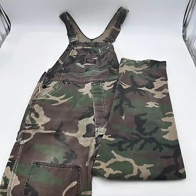 VTG 90s Mens Duck Bay Overalls Unlined Camouflage Double Knee Canvas Bibs 34x29  • $39.99