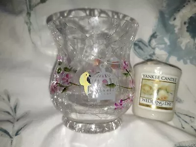 Yankee Candle Hurricane Crackle Glass Votive Candle Holder & Wedding Day Votive • £13
