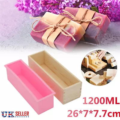 1200ml Wood Loaf Soap Moulds With Silicone Mold Cake Making Wooden Soap Box UK • £9.59