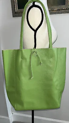 Italian Leather Tote Bag Made In Italy. Green  New • $49.50