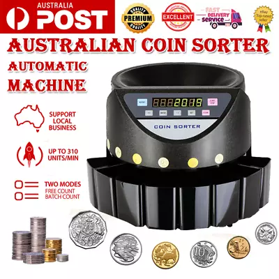 Black Australian Coin Sorter Automatic Electronic Counter Sorter Fastest Machine • $170.04
