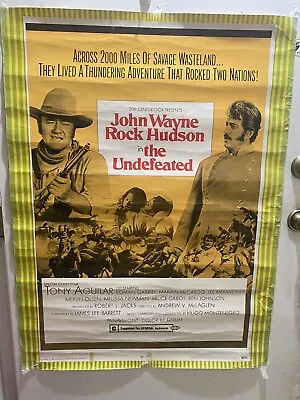 Vintage 1969 Original THE UNDEFEATED Poster John Wayne Rock Hudson  40  X 30  • $64.99