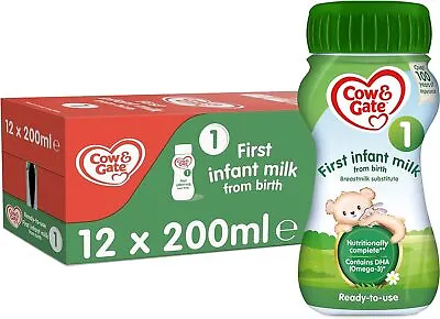Cow & Gate 1 First Infant Baby Milk Ready To Use Liquid Formula From Birth • £20.21