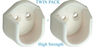 £1.99 • Buy 2 X White 15 Mm Rail End Support Brackets Oval For Wardrobe Rails Poles Hanging