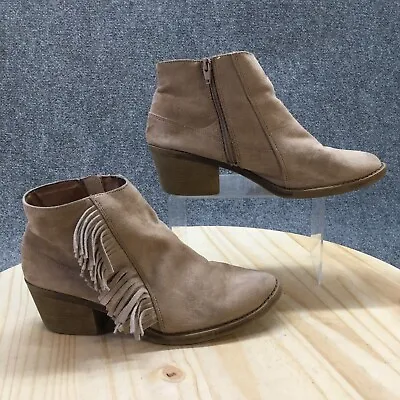 Mossimo Supply Co. Boots Womens 9.5 Ankle Booties Brown Suede Side Zip Block • $27.54