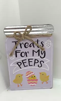 Easter  Treat For My Peeps  Tier Tray Wood Sign Decor Mason Jar Chick Egg • $3.99