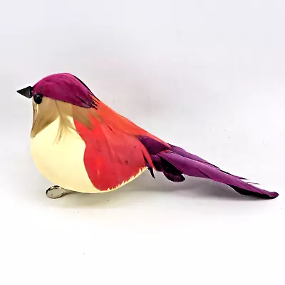 $8.95 • Buy Mushroom Bird Real Feather Trim Clip On Purple Finch 4-1/2  L Christmas Ornament