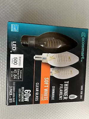 Ecosmart 60W Dimmable LED Bulb 3-Pack Soft White • $10