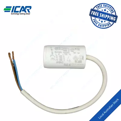 ICAR 4uF Run Capacitor 500V Double Insulated Lead Studless For Motor Dryer Pump • $24.35