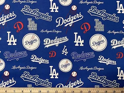 MLB LOS ANGELES LA DODGERS Baseball Cooperstown HALF Yd (18”x44”) Cotton Fabric • $9.95