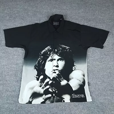 Vtg The Doors Rock Shirt Mens Medium Black Dragonfly Button Up Jim Morrison AOP • $49.55