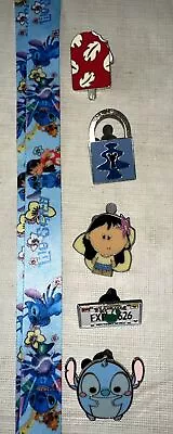 Lilo Stitch Starter Lanyard Set With 5 Disney Park Trading Pins - NEW USA • $12.95