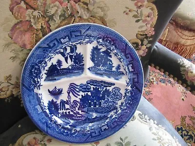 Vintage Moriyami Made In Japan Blue Willow Divided Plate 10 1/4  • $18