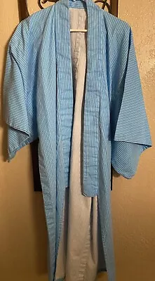 Vintage Handmade Japanese Striped Kimono Robe - Heavy Cotton Material • $39