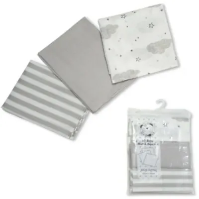 3 Pack 100% Cotton Baby Design Super Soft Muslin Squares Reusable Nappy Wipes  • £6.49