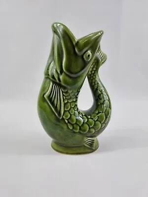 Dartmouth Pottery Devon England Vintage Green Gurgling Fish Pitcher Vase 7.5  • £45