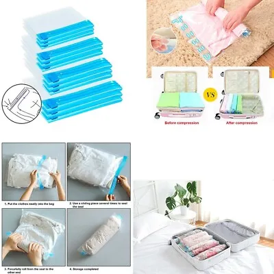£3.99 • Buy Roll Up Compression Vacuum Storage Bag Travel Home Luggage Space Saver 70 X 50cm