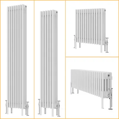 Traditional 4 Column Radiator Horizontal Vertical Cast Iron Style Rads White • £18.95